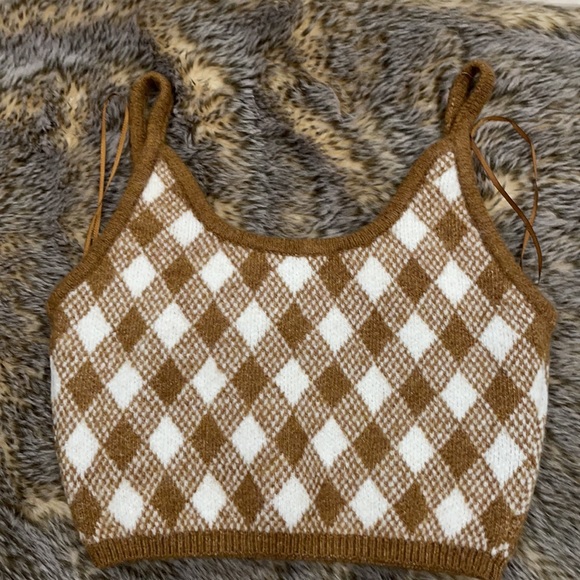 Zara cropped argyle knit vest NWOT - Picture 5 of 6